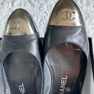 Chanel metal cap toe ballet flats